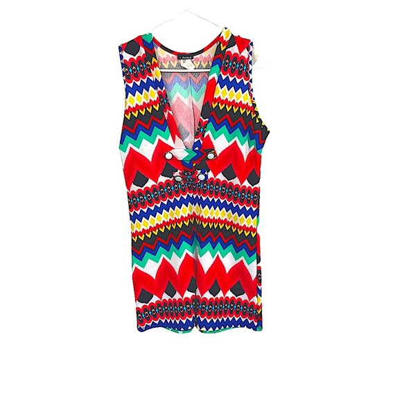 NWOT Funky RETRO Multi-Color Sleeveless Romper Size L - Picture 12 of 15